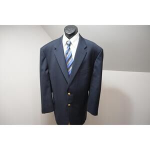 Hickey Freeman 100% Wool Navy Gold Button Blazer Sports Jacket‎ Mens Size 50 R